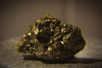 Close-up of rock on table