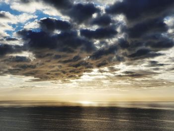 Scenic view of sea against dramatic sky