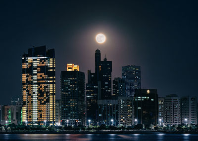 Illuminated city at night