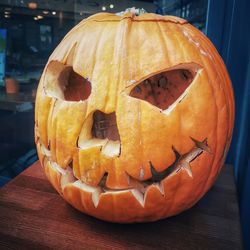 Close-up of pumpkin on table