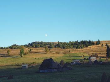 Scenic view of landscape against blue sky