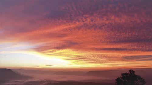 Scenic view of dramatic sky during sunset