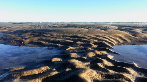 Scenic view of land against clear sky