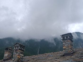 Buildings against cloudy sky