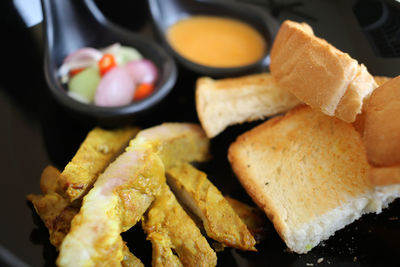 Close-up of served food in plate