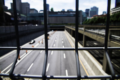 Road seen through window