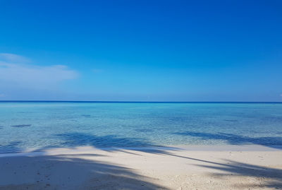 Scenic view of sea against blue sky