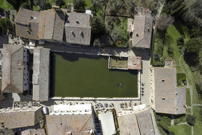 High angle view of buildings in city