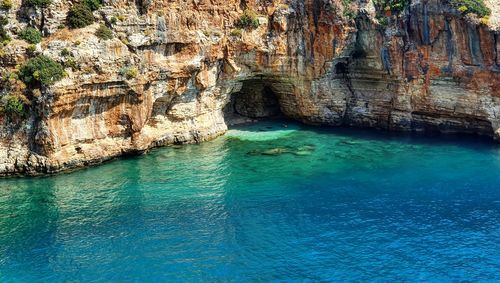 Rock formation in sea