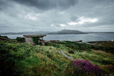 Scenic view of land against sky