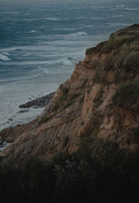 High angle view of rocks on beach