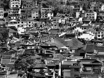 High angle view of buildings in city