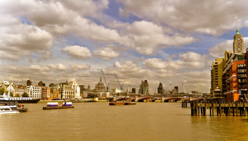 City against cloudy sky