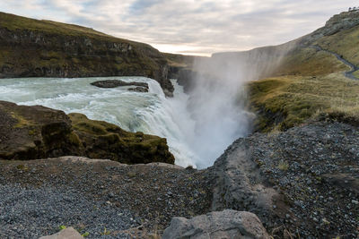 Scenic view of gullfoss waterfall