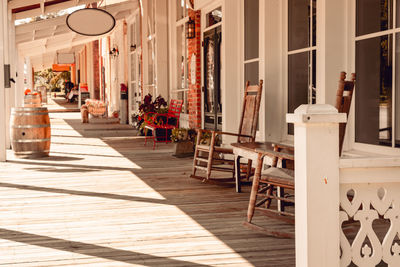 Empty chairs and table in restaurant