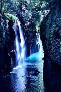 View of waterfall in forest