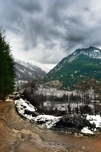 Scenic view of snowcapped mountains against sky in manali / india 