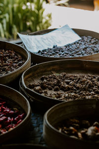 High angle view of food on table