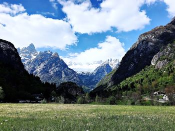 Scenic view of mountains against sky