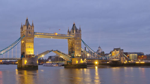 View of suspension bridge at night