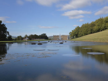 Scenic view of lake against sky