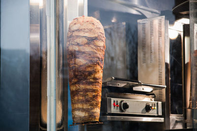 Close-up of meal on barbecue grill in restaurant