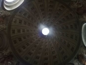 Low angle view of skylight in building