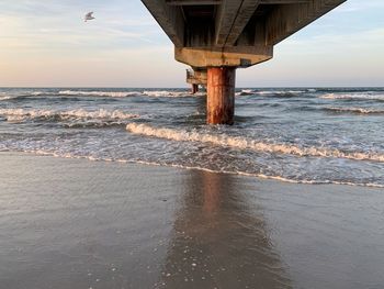 Scenic view of sea against sky at sunset