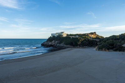 Scenic view of beach against sky