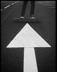 Road marking on street