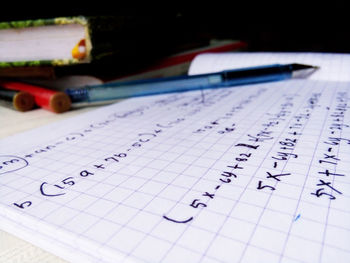 Close-up of book on table