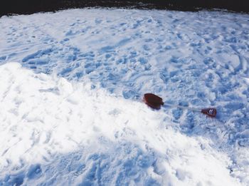 High angle view of snow