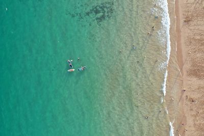 High angle view of people on beach