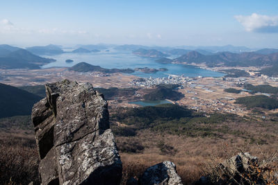 Aerial view of landscape against sky