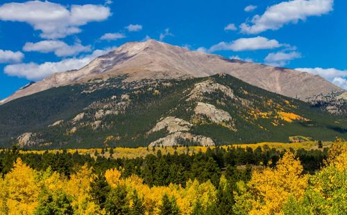 Scenic view of landscape and mountains against sky