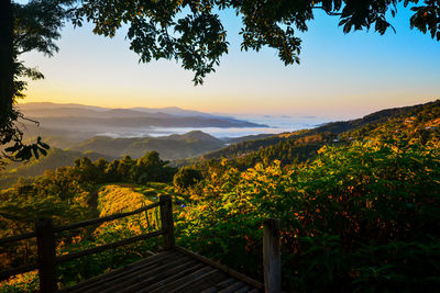 Scenic view of landscape against sky during sunset