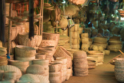 Wicker baskets for sale at market