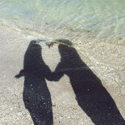 Shadow of people on beach