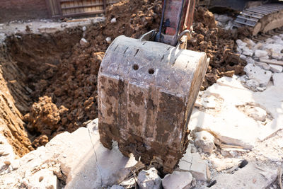 Close-up of old damaged construction site