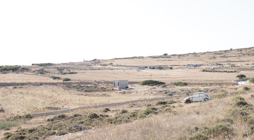 Scenic view of desert against clear sky