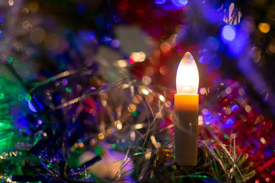 Close-up of illuminated christmas lights
