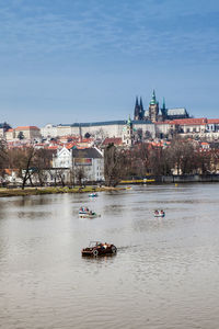 The beautiful old town of prague city and the vltava river