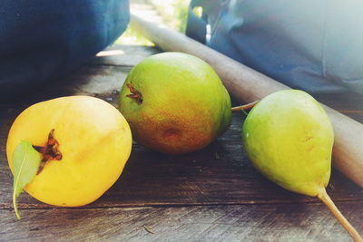 Close-up of fruits on table