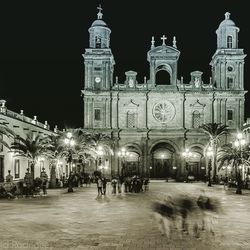 Illuminated building at night