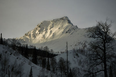 Panoramic view of snowcapped mountains against sky