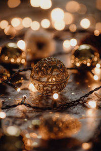 Close-up of illuminated christmas lights