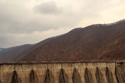 High angle view of dam against sky