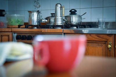 Close-up of kitchen counter at home