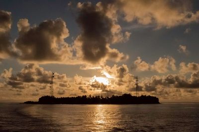 Scenic view of sea at sunset