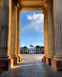 Surface level of historic building against sky